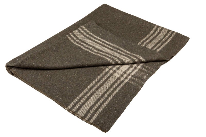 Farm Blue Wool Blanket Military Style - Thick & Lightweight Army Camping Blankets 80"x62" - Large Camp Survival Blankets - Car, Hiking, Backpacking & Festivals (French Olive with a Light Tan Stripe) - Image 3